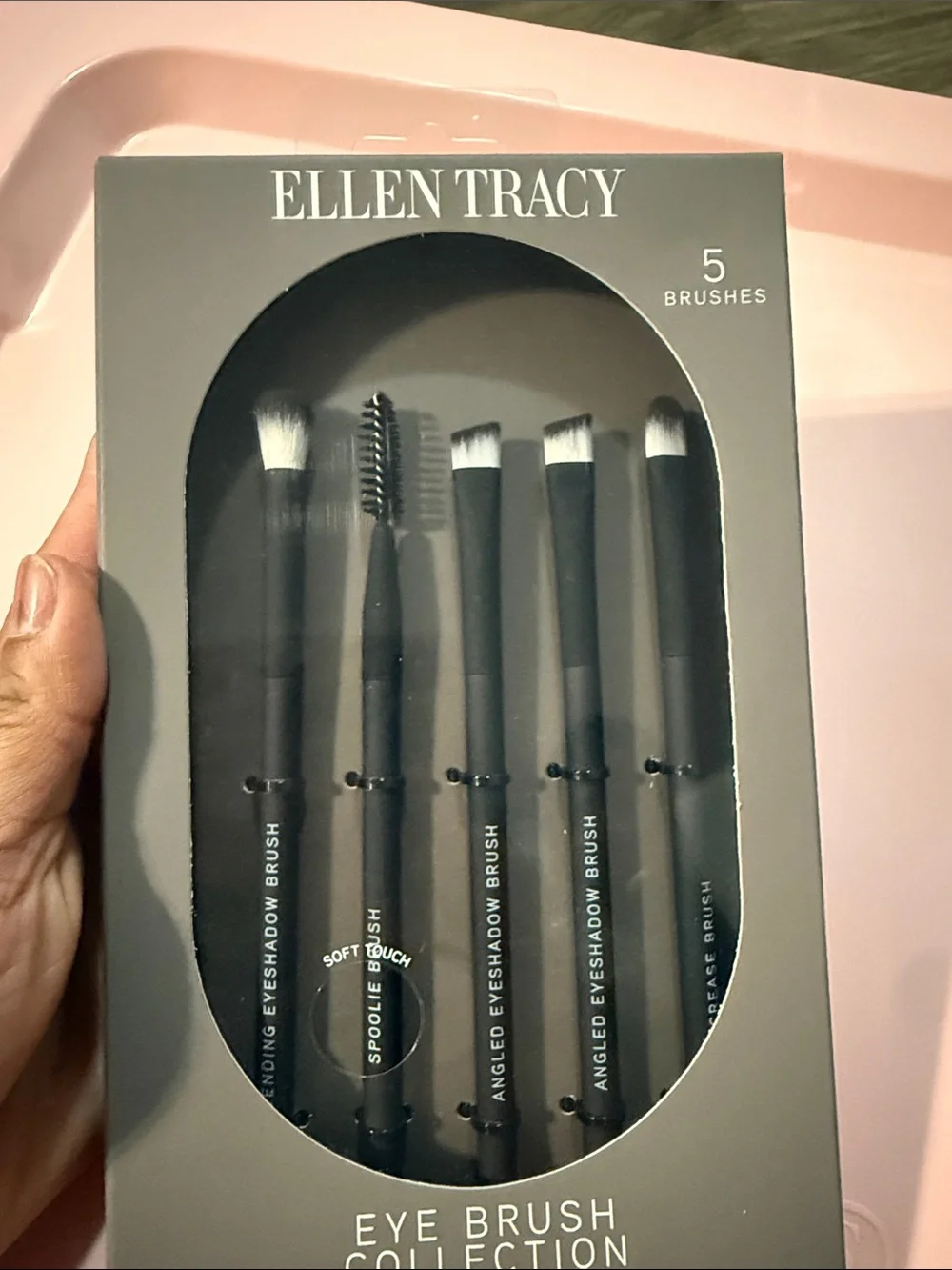 Ellen Tracy Black Eye Brush Set with Black & White Bristles